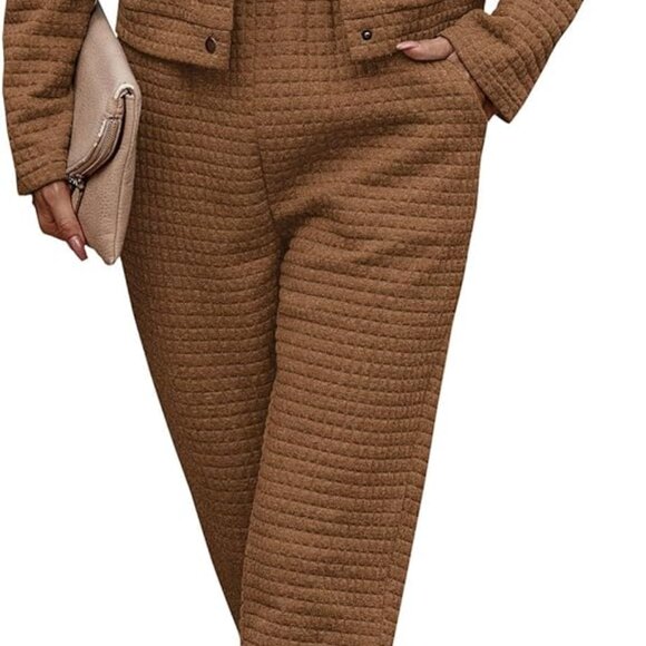 Womens Two Piece Sets Fall 2025 Long Sleeve Button Down Shacket Jacket Long Swea - Picture 1 of 8